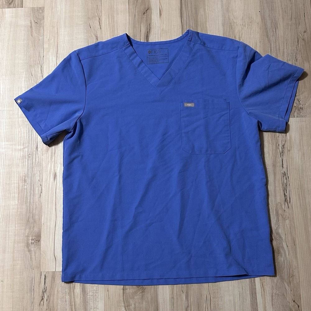 Figs Men's Leon 3 pocket Scrub Top Uniform Medical Blue Size XL Fast Shipping‎